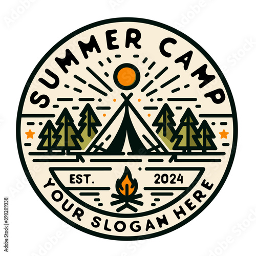 monoline Summer Camp Adventure Badge