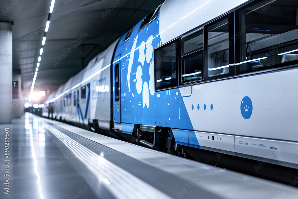 Obraz premium Modern Hydrogen-Powered Passenger Train