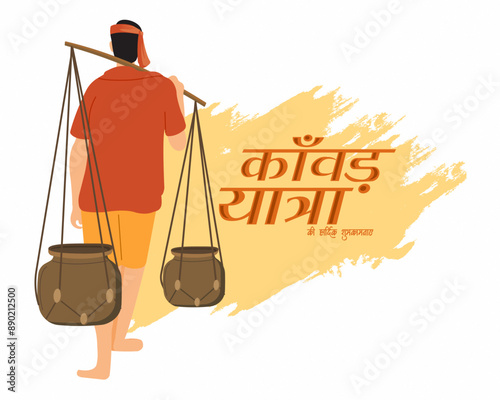 Kanvarias fill the earthen pots with holy water ganga jal for offering in lord shiva’s temple kanwar yatra