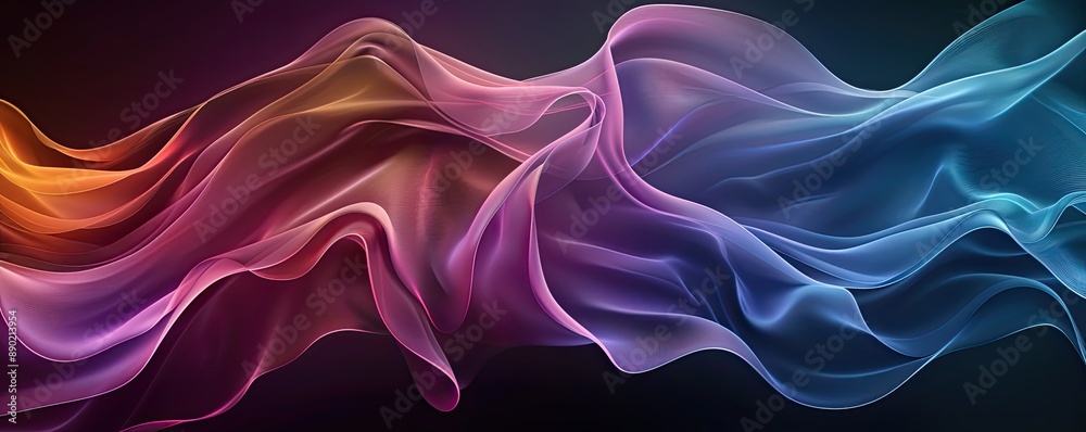 Obraz premium Digital abstract waves with vibrant colors creating a dynamic background