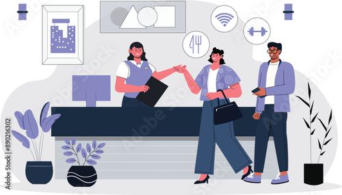Hospitality Concept People on Reception Illustration