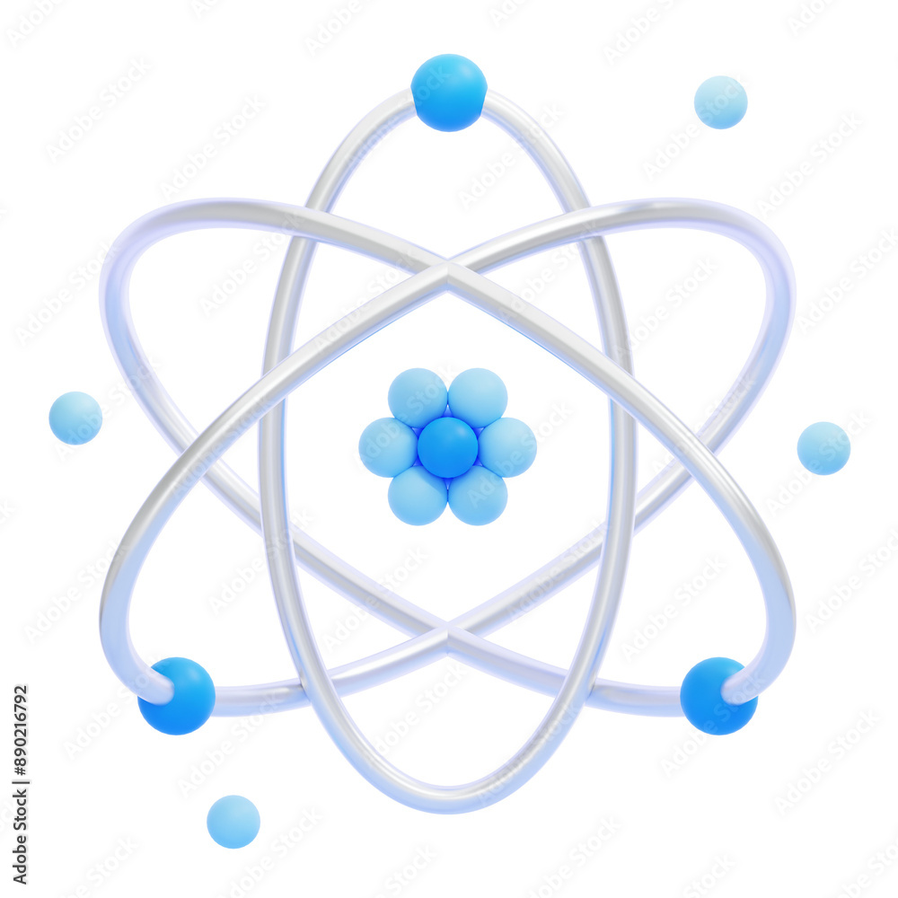 PNG 3D Atom icon isolated on a white background PNG 3D Atom icon isolated on a white background