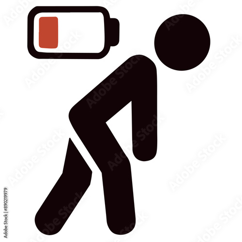 Vector exhausted line man icon low battery illustration