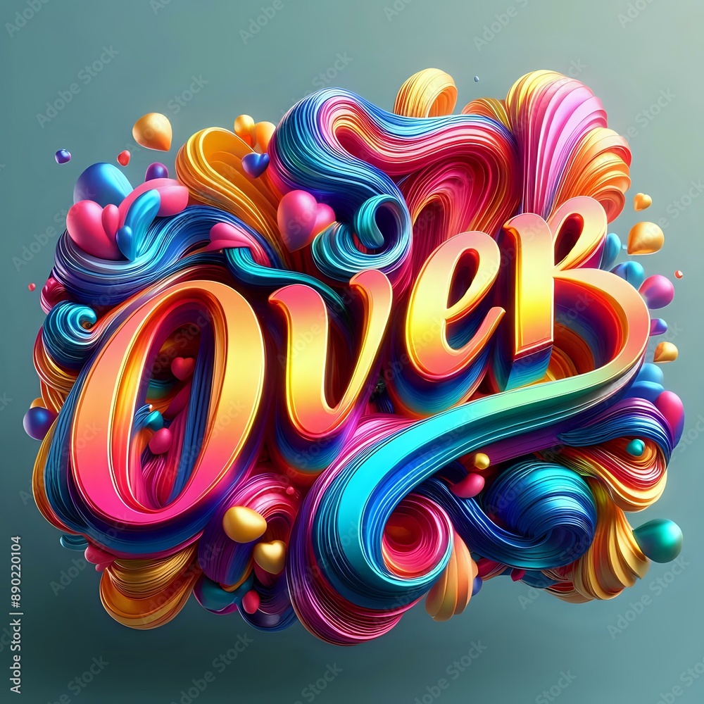 Obraz premium Vibrant Love: A Colorful 3D Typography of Affection