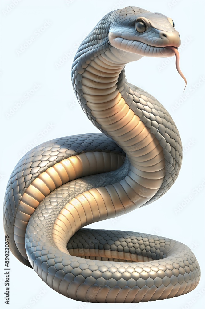 Fototapeta premium snake in 3d cartoon style isolated on white background