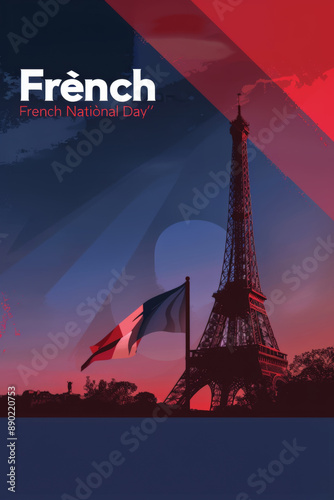 French National Day Eiffel Tower Silhouette photo