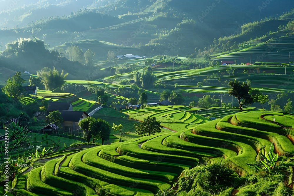 Scenic Rice Terraces in the Morning Light Scenic Rice Terraces in the Morning Light