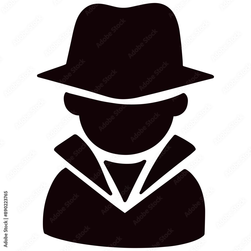 Simple vector silhouette detective icon illustration Simple vector silhouette detective icon illustration