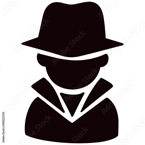 Simple vector silhouette detective icon illustration