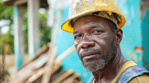 a photo of a hard working jamaican construction worker © Oleksandr