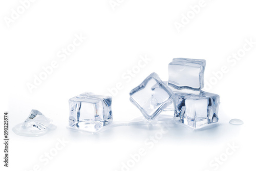 Pile of ice cubes isolated on white background, Artificial acrylic ice cubes