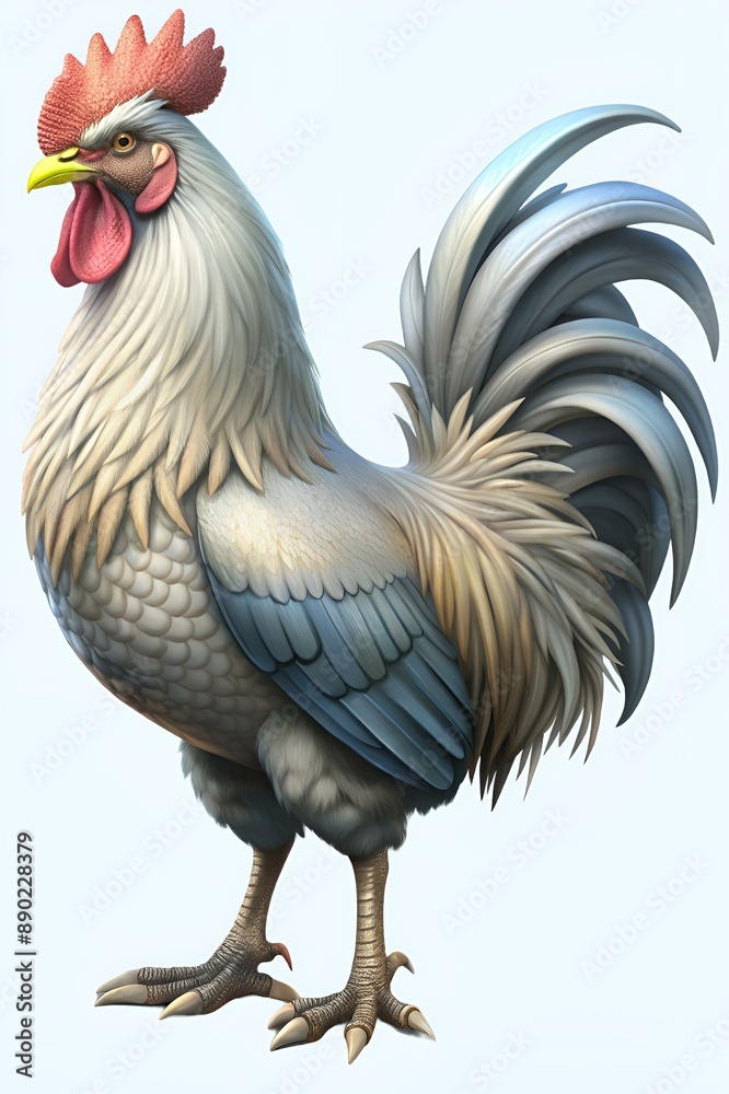 Fototapeta premium rooster in 3d cartoon style isolated on white background