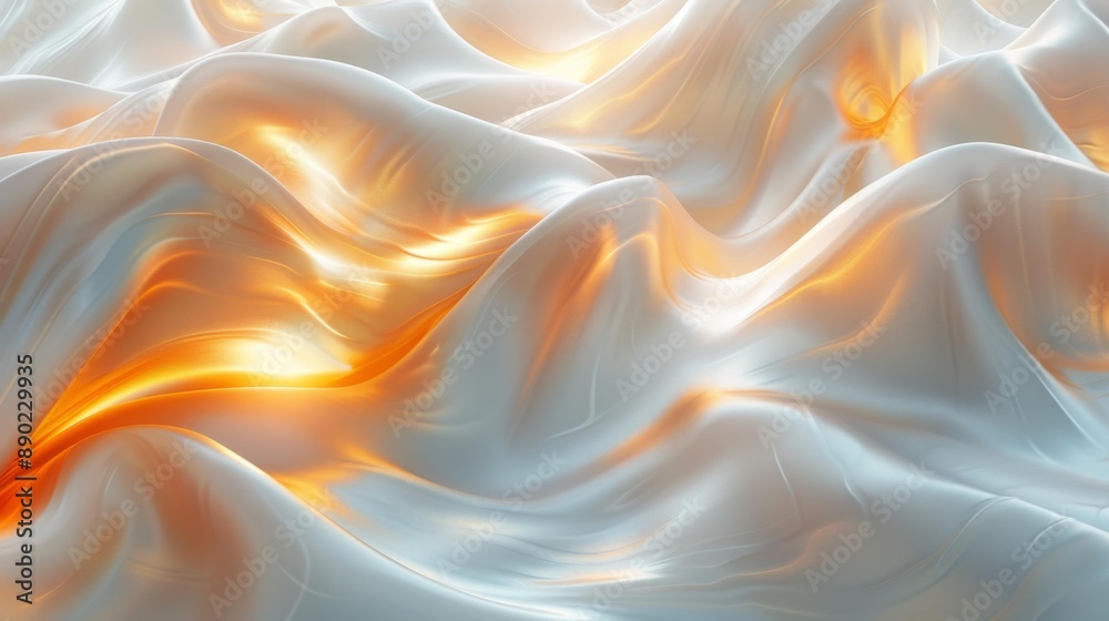 Obraz premium Golden fabric waves with sunlight - generative ai