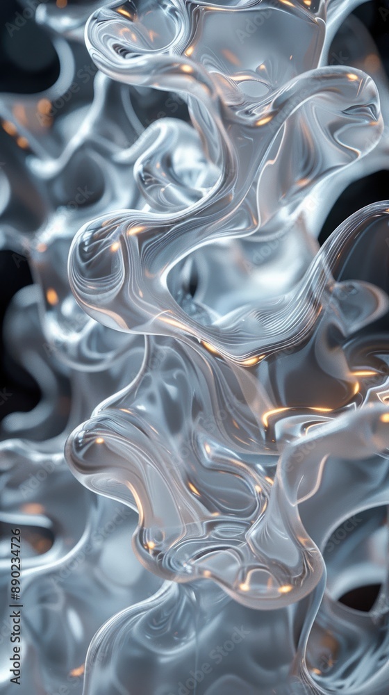 Abstract 3D render of a cascading waterfall of liquid metal droplets, highly detailed. Abstract 3D render of a cascading waterfall of liquid metal droplets, highly detailed.