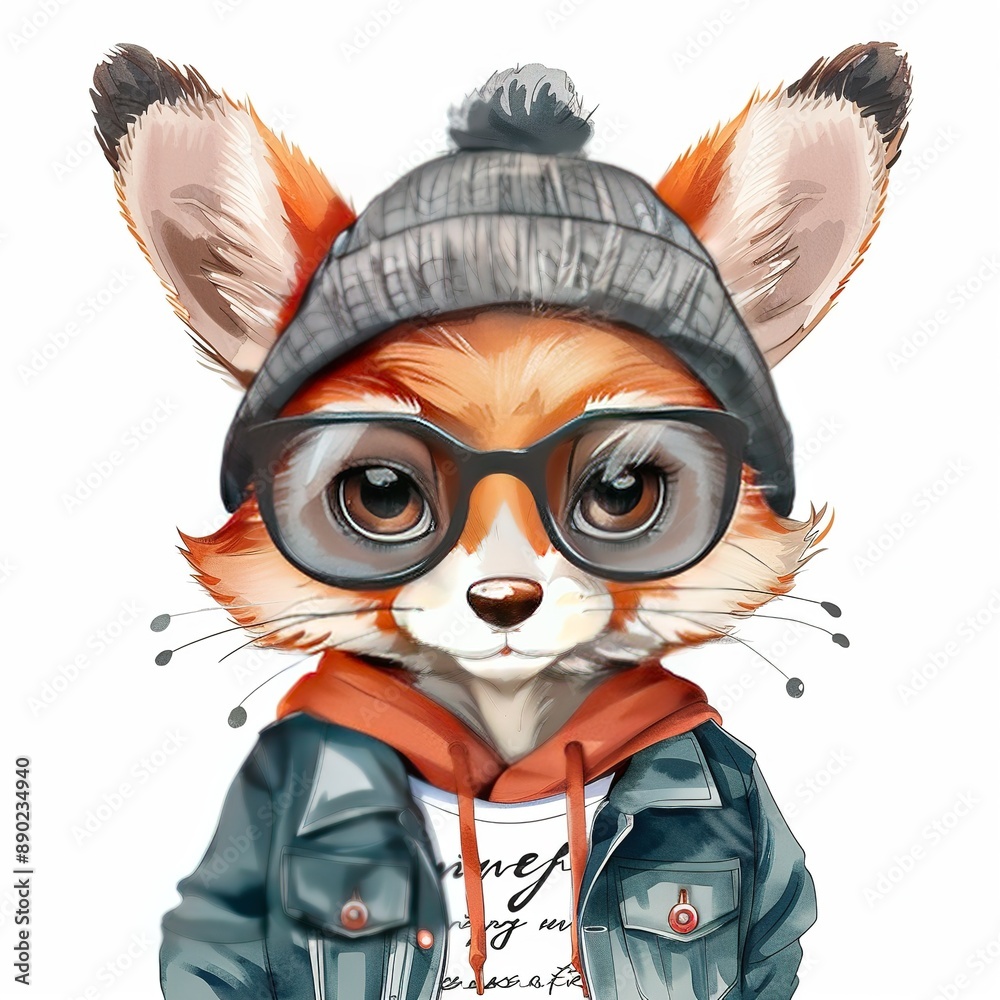 Fototapeta premium Mara Hipster animal fashion cartoon isolated whitebackground
