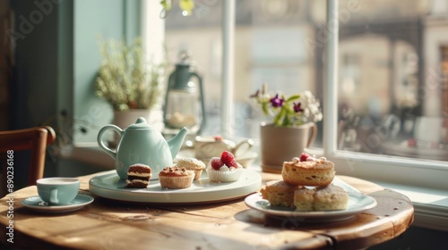 Wallpaper Mural Afternoon Tea in a Sunny Cafe Torontodigital.ca