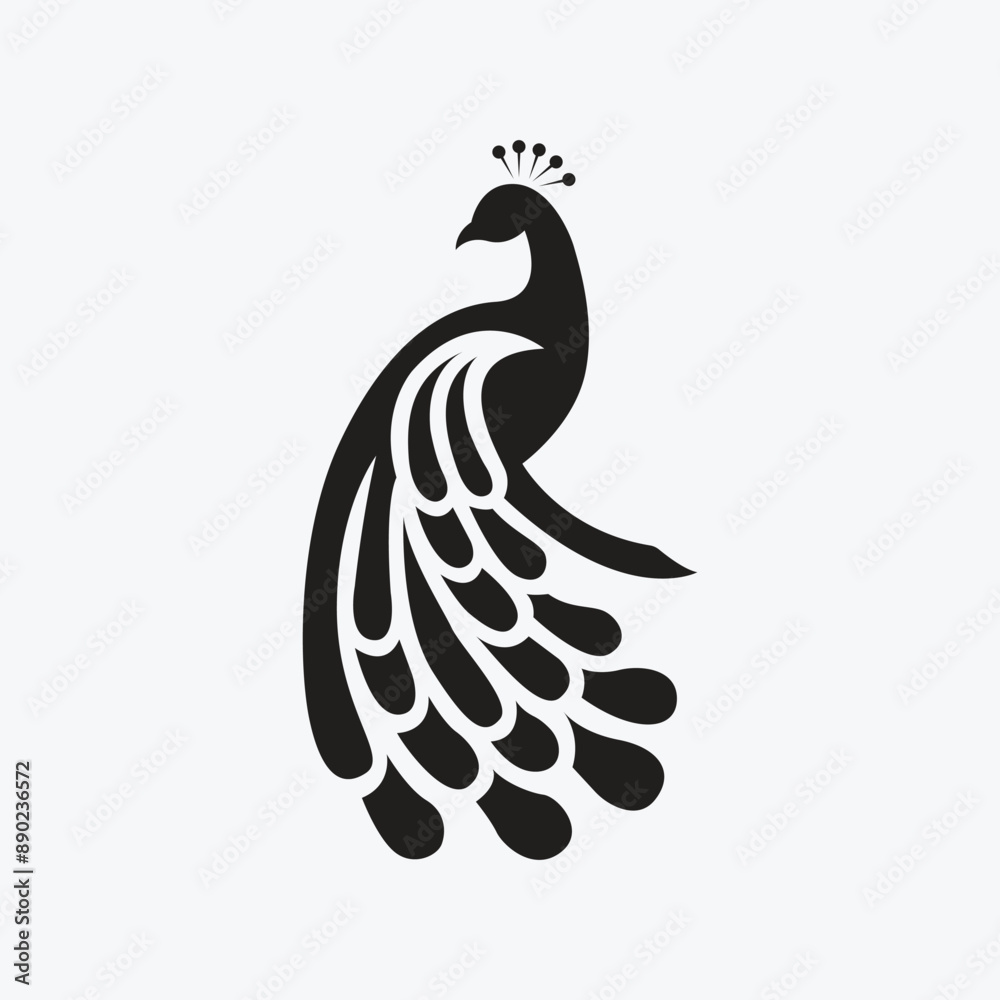 Fototapeta premium peacock logo, simple and elegant, vector illustration
