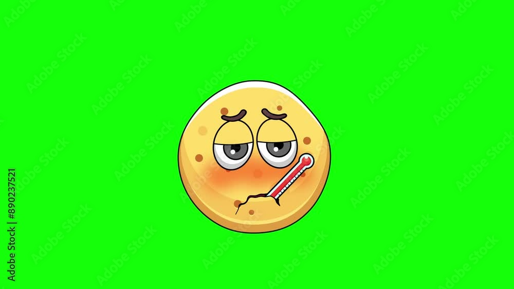 Fever animation of a potato chip cartoon, with a thermometer Fever animation of a potato chip cartoon, with a thermometer