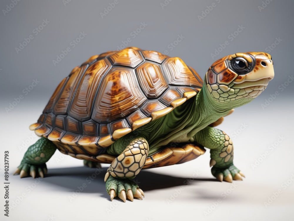 Obraz premium 3D illustration of a turtle isolated on a white background