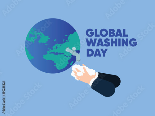 global hand washing 3d isometric vector illustration