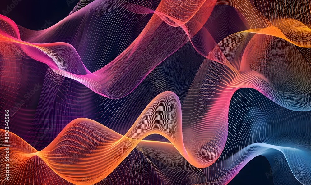 Vibrant abstract wave element featuring stylized line art background, Generative AI Vibrant abstract wave element featuring stylized line art background, Generative AI