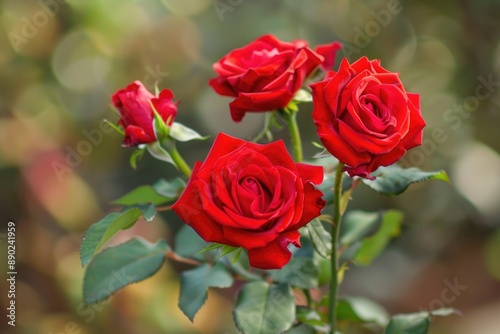 Valentine Roses. Red Bouquet of Beautiful Roses for Valentine's Day Romance