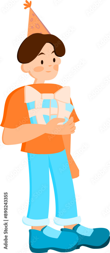 Fototapeta premium boy with gift vector illustration