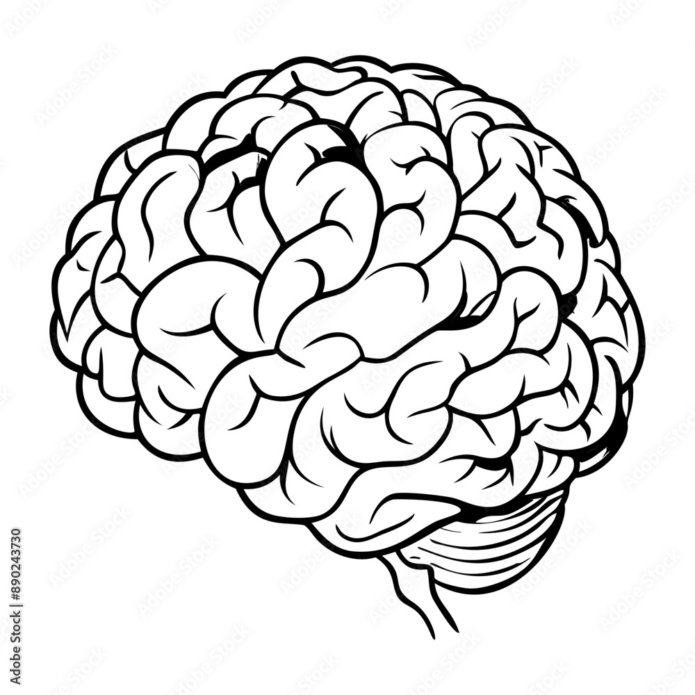 Brain. Internal organs. Icon on a white background. One line Brain. Internal organs. Icon on a white background. One line