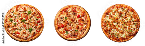 Set of Delicious pizza Isolated On Transparent Background Png File