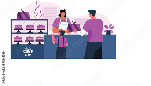 Cake Shop Concept Flat Illustration