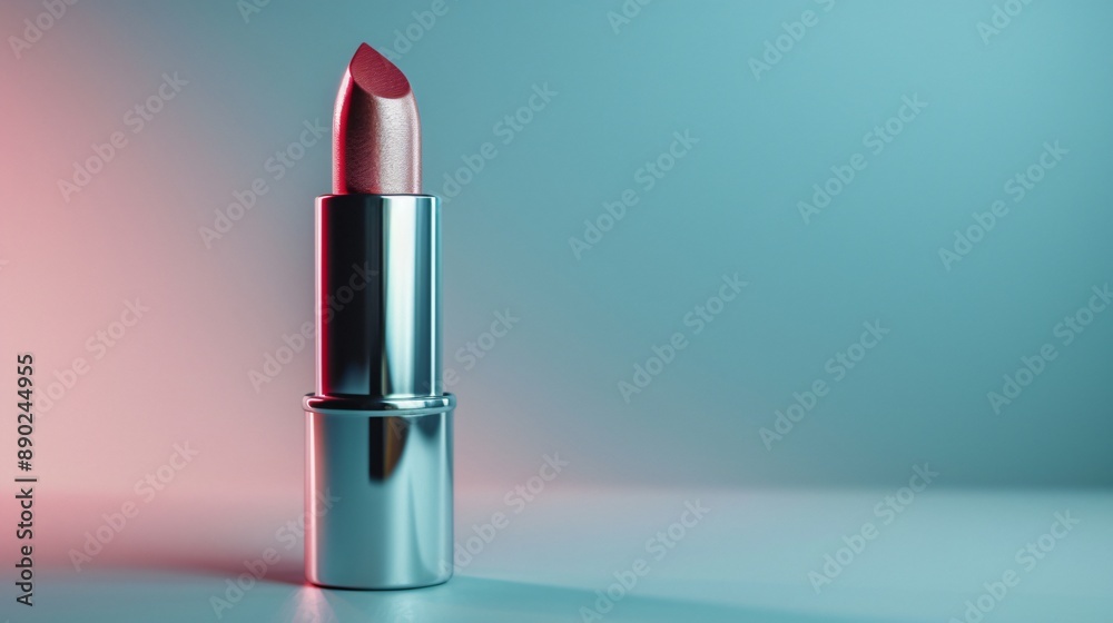 Sleek Lipstick Tube with Subtle Shadow on Gradient Background Sleek Lipstick Tube with Subtle Shadow on Gradient Background
