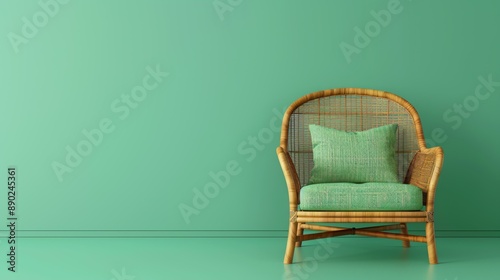 Stylish and comfortable armchair in a green room. The perfect place to relax and unwind. © Factory