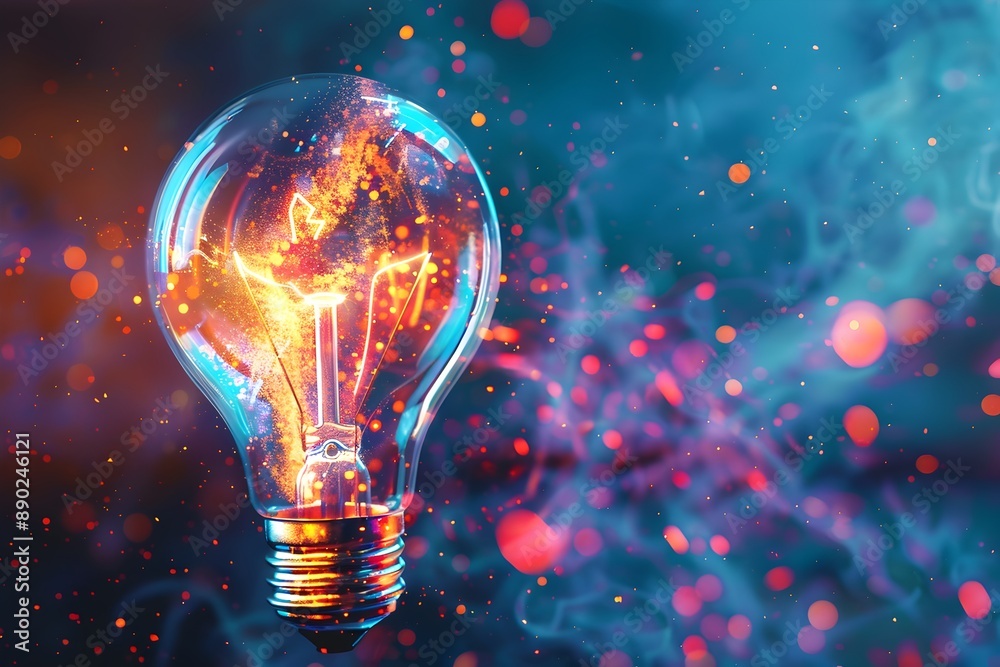 A light bulb with energy and creativity inside, symbolizing innovation in marketing A light bulb with energy and creativity inside, symbolizing innovation in marketing