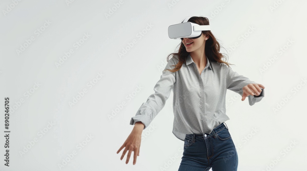 Woman Using VR Headset Woman Using VR Headset