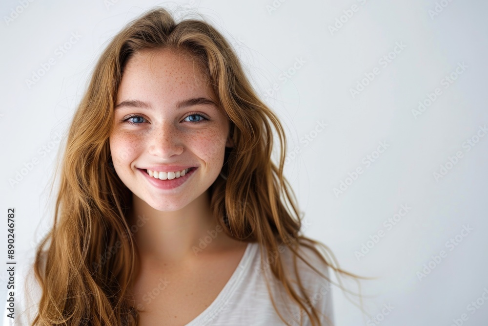 Smiling Woman Isolated. Portrait of Young Beautiful Woman Smiling Happily Smiling Woman Isolated. Portrait of Young Beautiful Woman Smiling Happily