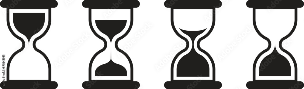 Hourglass Icon Set, hourglass timer, hourglass, sand glyph sign, Set of different style icons on white background, Vector Illustration Hourglass Icon Set, hourglass timer, hourglass, sand glyph sign, Set of different style icons on white background, Vector Illustration