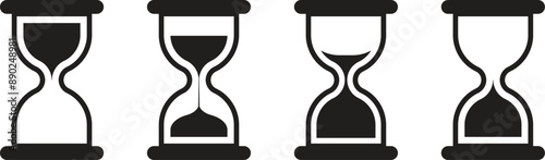 Hourglass Icon Set, hourglass timer, hourglass, sand glyph sign, Set of different style icons on white background, Vector Illustration