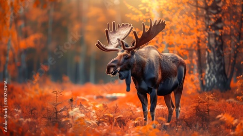 Majestic Moose in Autumnal Forest photo