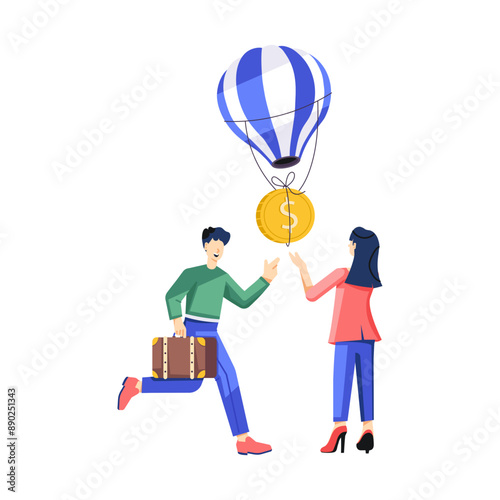 A flat style illustration depicting money inflation 

