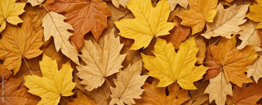Autumn Leaves Collage Representing Seasonal Change.Close-up of a densely packed array of autumn leaves in various shades of yellow, orange, and red, highlighting the rich colors of the fall season. Autumn Leaves Collage Representing Seasonal Change.Close-up of a densely packed array of autumn leaves in various shades of yellow, orange, and red, highlighting the rich colors of the fall season.