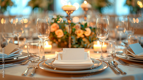 Elegant Table Setting with Blank Place Card for Special Occasion