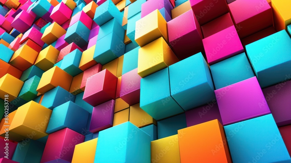 Obraz premium Abstract Colorful 3D Cube Wall