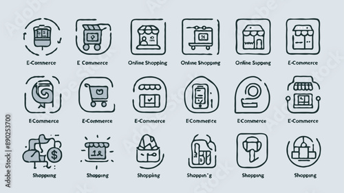 A set of vector E-commerce icon of 18 icon set all that are needed for e-commerce business and also editable content.