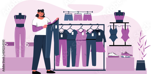 Clothes Shop Flat Character Design Illustration