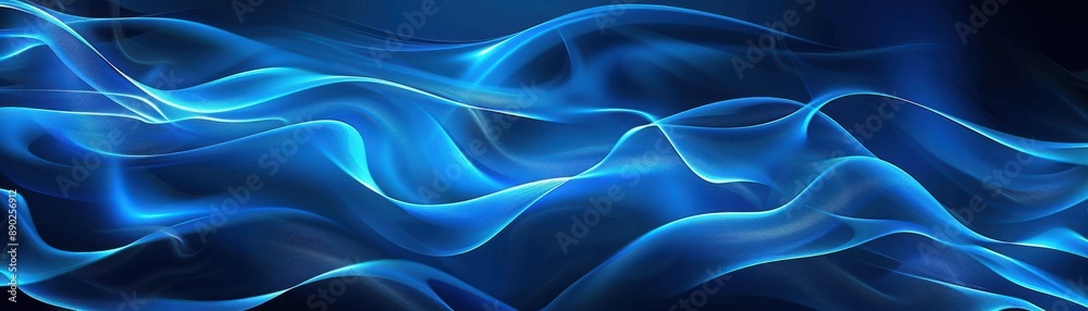 Obraz premium Abstract blue wave lines, smooth dynamic pattern for backgrounds or design elements, creating a sense of motion and fluidity.