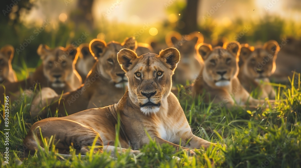 Obraz premium Pride of Lions in the Golden Hour