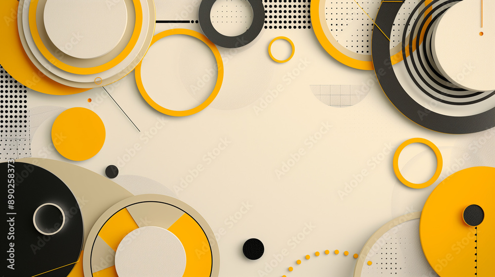 Obraz premium A yellow and black circle design with a white background