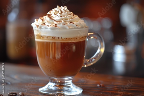 Ireland Irish Coffee A hot beverage consisting of coffee, Irish whiskey, sugar, and topped with cream, served in a glass mug