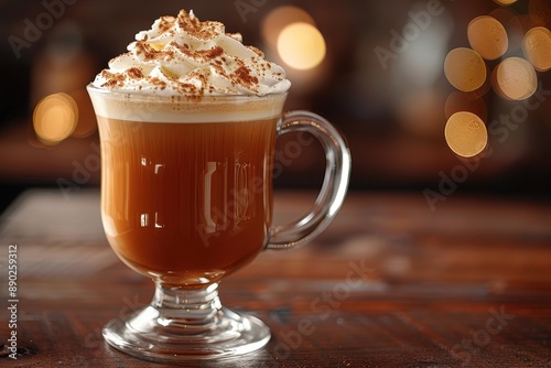 Ireland Irish Coffee A hot beverage consisting of coffee, Irish whiskey, sugar, and topped with cream, served in a glass mug