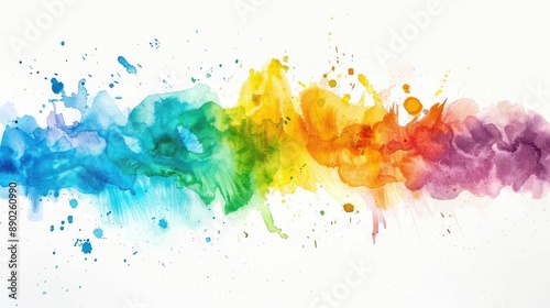 abstract watercolor rainbow splatters form vibrant dynamic composition